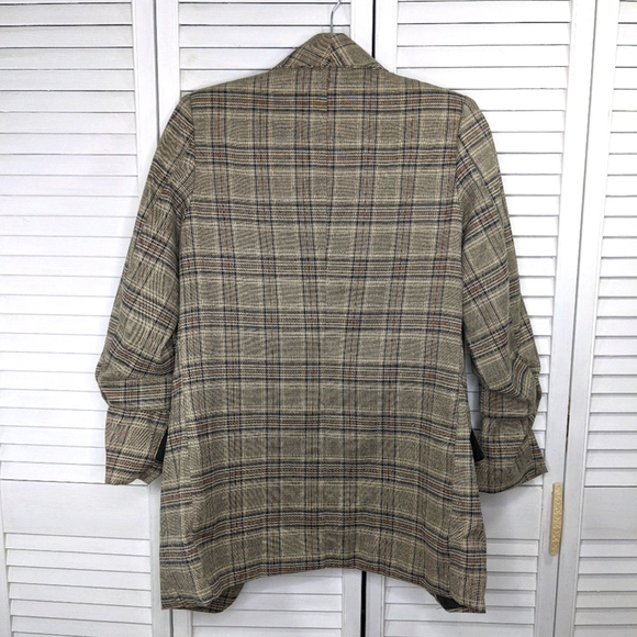 Oversized Plaid Shawl Collar Flap Detail Blazer - S - Picture 4 of 9